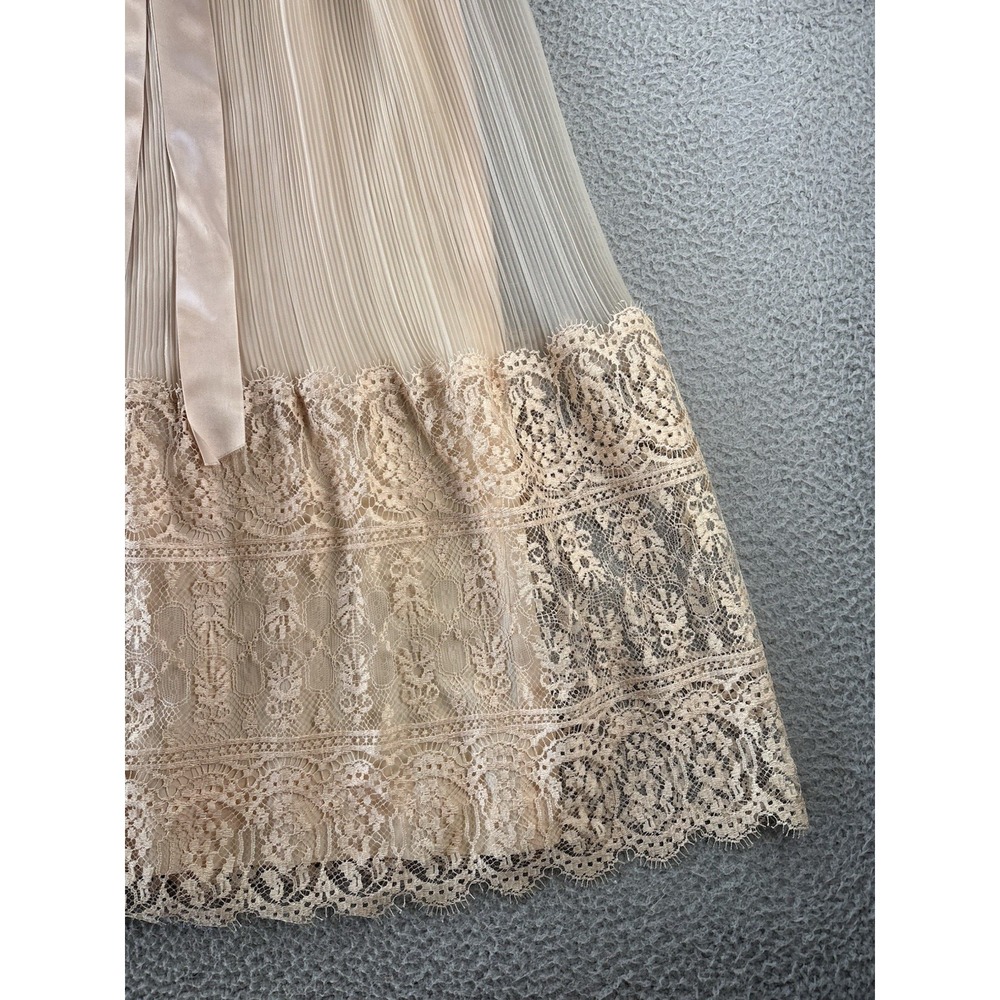 Vintage Miss Elliette Chiffon Maxi Dress Womens 6 Lace Trim Semi Sheer Boho 70s - Picture 2 of 15
